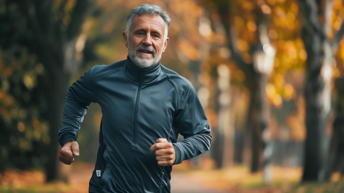man in his 50's running